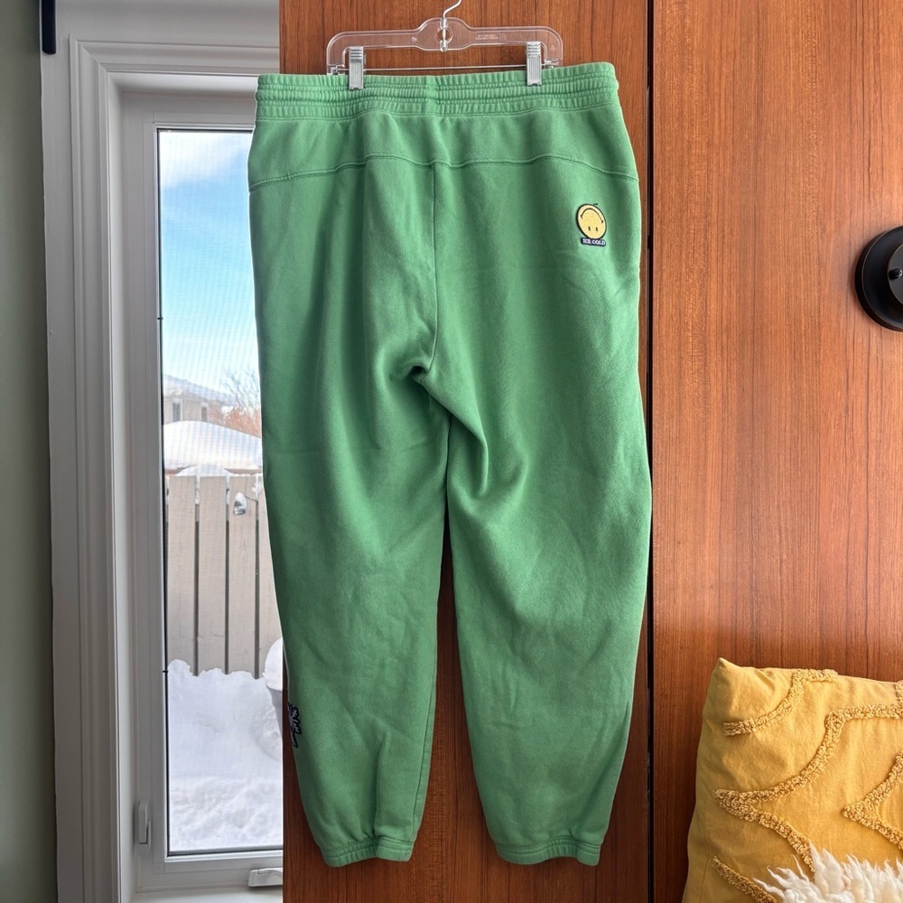 Aerie Bright Green Fleece Jogger Sweatpants Ski Winter Patches Size L - Picture 2 of 8